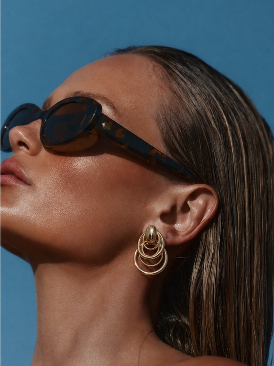 Accessories - Gold Multi-Hoop Drop Earrings - Women Accessories